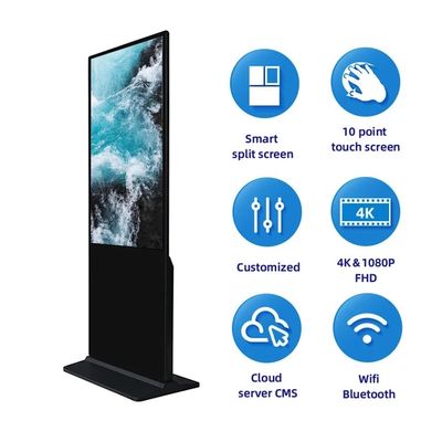 89 Visual Angle Floor Standing Touch Screen Kiosk 49 Inch High Brightness