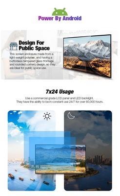 350cd/M2 Wall Mounted Touch Screen Kiosk 1920 X 1080 Resolution 50 Inch
