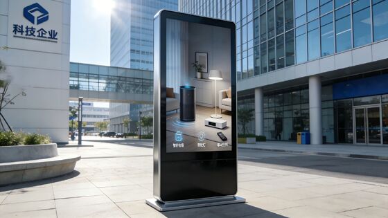 Outdoor Floor Standing Digital Signage with 2000 cd/m² Brightness, IP55 Protection Rating, and Android 11 Motherboard