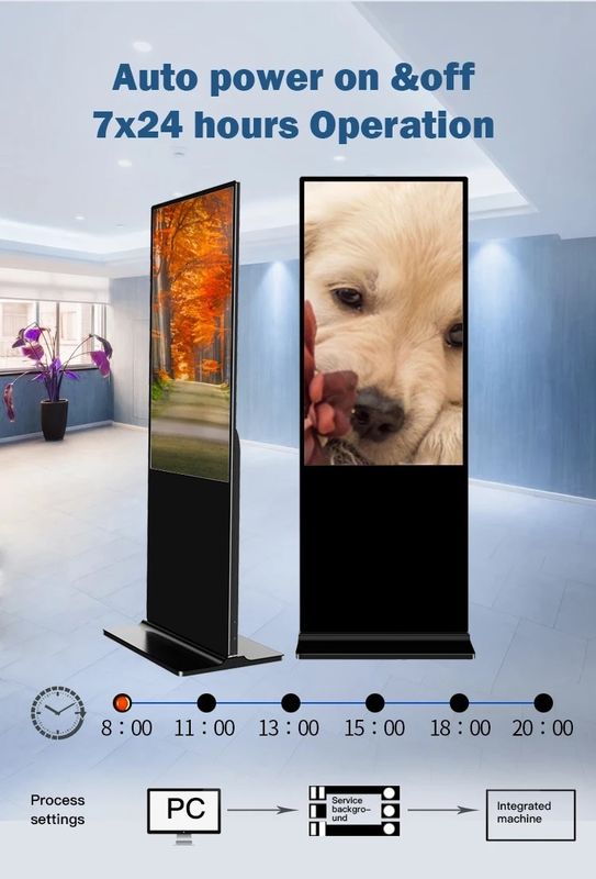 Colorful High Brightness Floor Standing Touch Screen Kiosk Android 7.1 9.0 11
